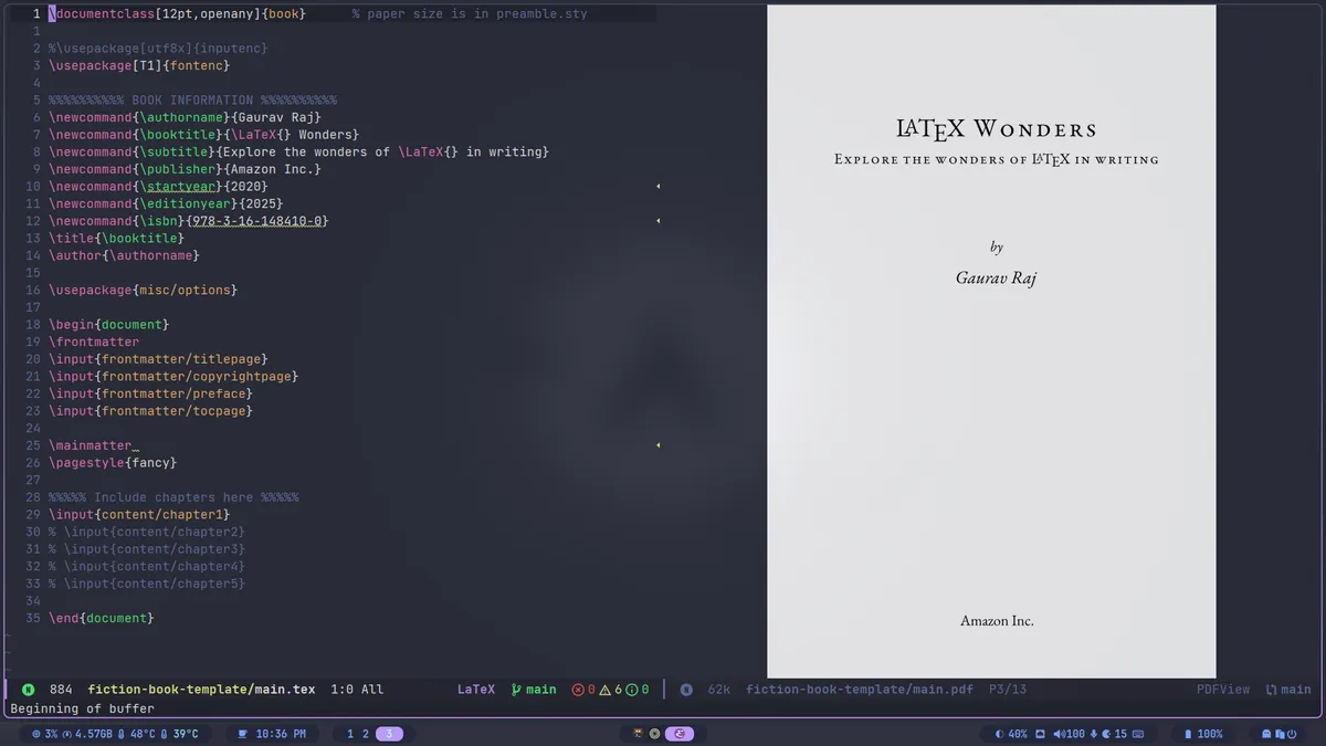 Fiction Book Latex Template