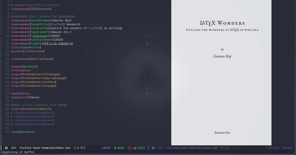 Fiction Book Latex Template
